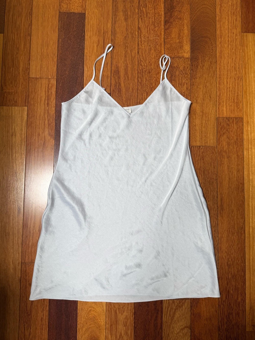 Wilfred | Aritzia Only Mini Slip Satin Dress Size Large in Ashen White
